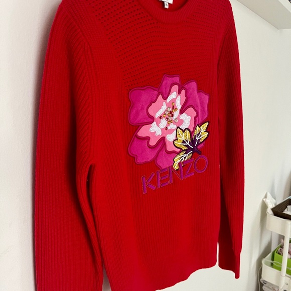 KENZO Red ‘Indonesian Flower' jumper M - Picture 8 of 10